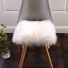 White Faux Fur Sheepskin Chair Cover 6 Pcs Seat Cushion Pad Super Soft Area Rugs