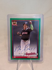 2026 Topps Series 1 #91A-JR Jose Ramirez  1991  Topps Green Auto 30/99 Guardians