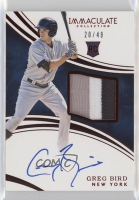 2016 Panini Immaculate Red 20/49 Greg Bird #107 RPA Rookie Patch Auto RC xr1