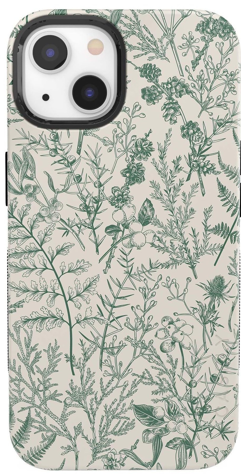 iPhone 13 Slim Fit Sage Green Floral Case with Military-Grade Protection-image