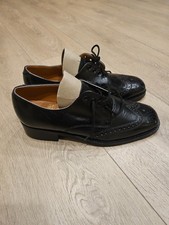 John White Black Leather Brogues with Square Toe - UK 7