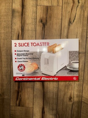 Continental Electric 2-Slice Toaster CE23411 White   New