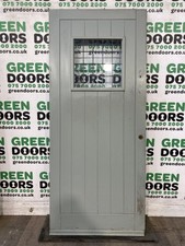 COTTAGE WOODEN OAK DOOR EXTERNAL GEORGIAN BARS LEADED GLASS OLD EXTERIOR SOLID