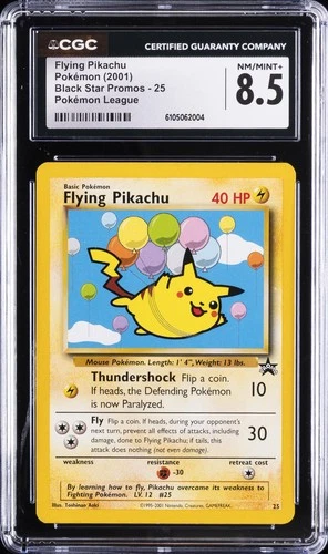2001 POKEMON BLACK STAR PROMOS POKEMON LEAGUE #25 FLYING PIKACHU CGC 8.5