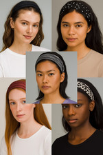 5-PACK PLEATED HEADBANDS -POLKA DOT RED BLACK STRIPED LEOPARD HEADBAND