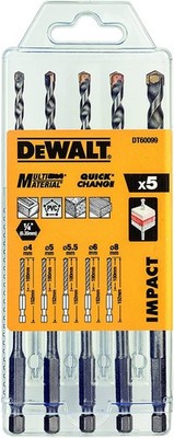 DEWALT Set 5 Tipps Wand Holz PVC Sockel Hexagonal 1/4 Maße: 4-5-5,5-6-8mm