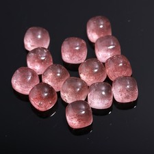 Pink Quartz Strawberry Cushion Cabochon Gemstone Lot 6mm For Making Jewelry