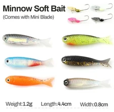 Mini Soft Plastic Paddle Tail Swim bait Fishing Lure 6 Pack With Blade
