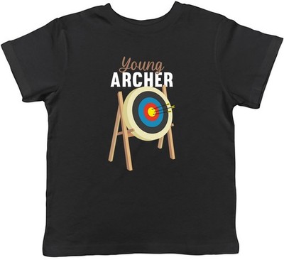 Junge Bogenschütze Ziel Übung Bogen Pfeil Kinder T-Shirt Jungen Mädchen Geschenk
