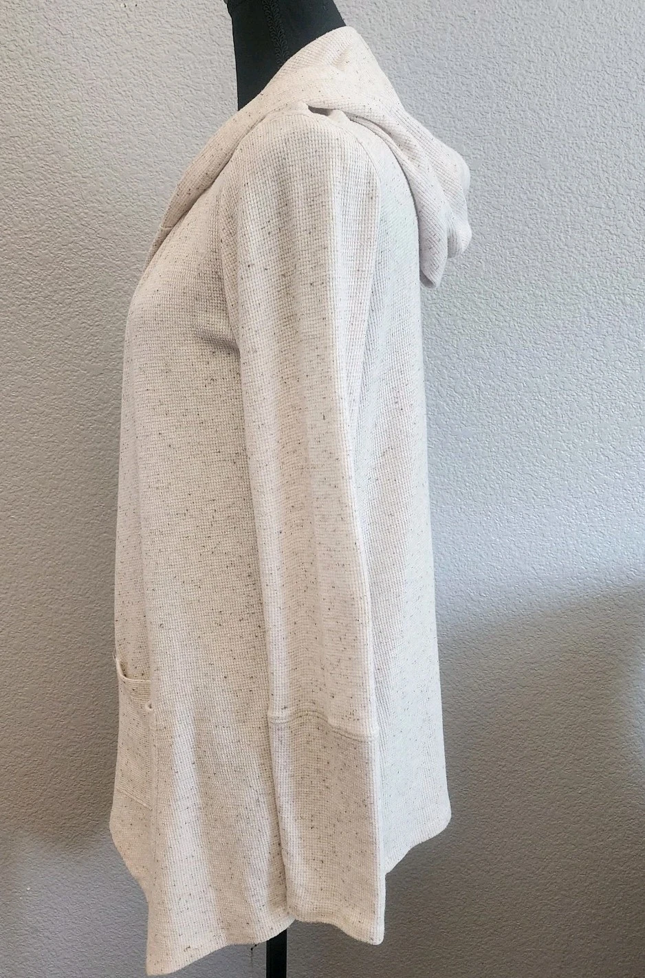 OFF WHITE Cardigan Aeropostale L felpa con cappuccio waffle maglia accogliente strati minimalista avorio crema