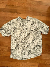 Tommy Bahama Men's XL Silk Woven Hawaiian Floral Button-Up Short Sleeve Pockets