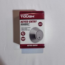 Hyper Tough Keyed Entry Deadbolt , Single Key, Antique Brass Door Lock Open Box