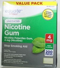 Equate Nicotine Gum Uncoated Mint Flavor 4mg 200CT Free Shipping Exp 10/26