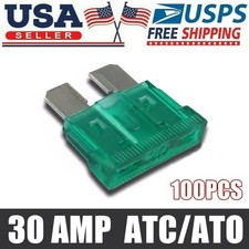 100 Pack 30 AMP ATC/ATO STANDARD Regular FUSE BLADE 30A CAR TRUCK BOAT MARINE RV