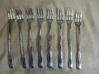 Set of 8 Gorham Camellia 1941 Sterling Silver 5.5" Cocktail Forks - No Mono
