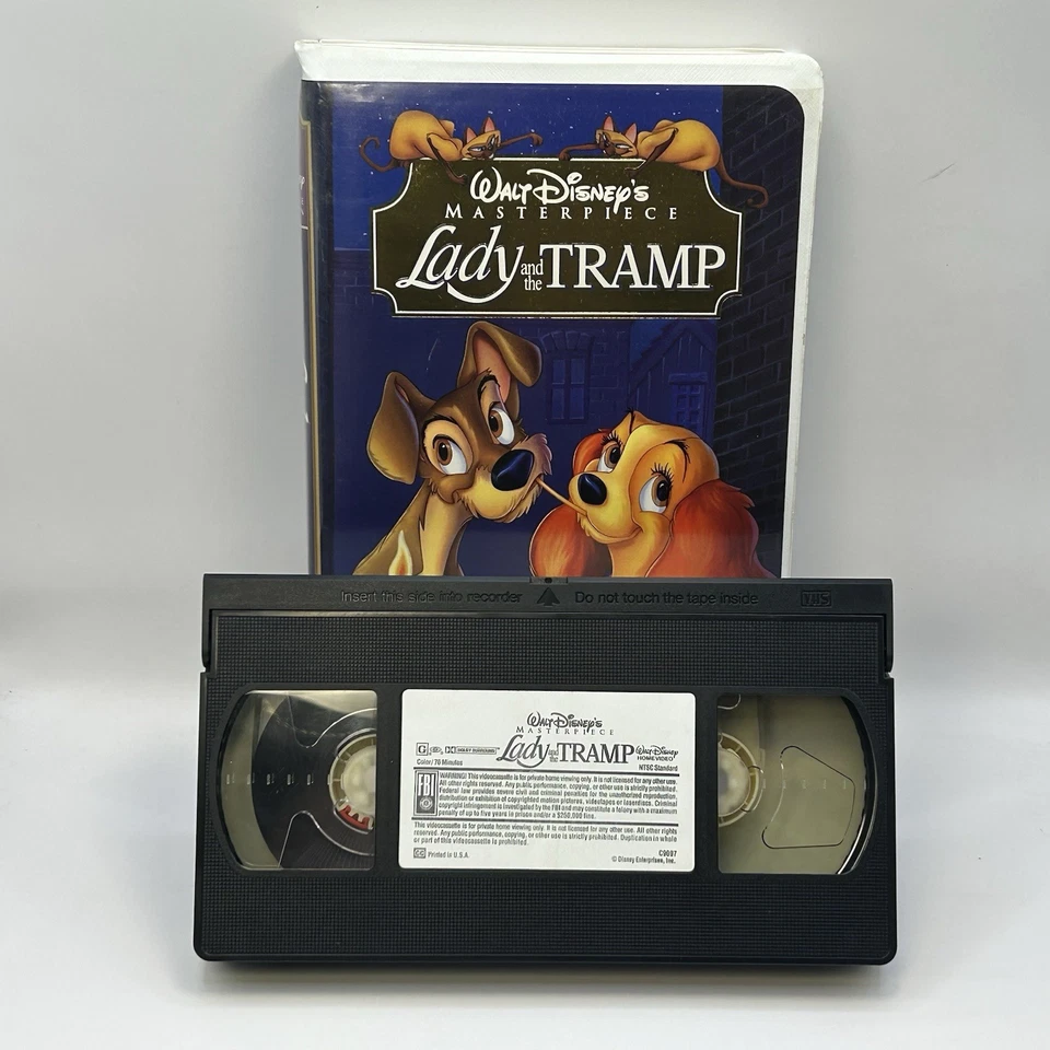 Lady & The Tramp VHS Disney Video Tape Masterpiece Vintage Clamshell Paper Label - Image 3 of 4