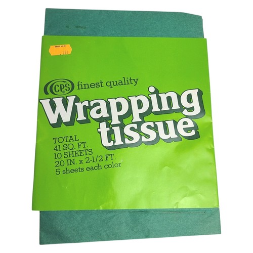 Vintage CPS Finest Gift Wrapping Tissue Paper Green 5 Sheets Christmas Holiday