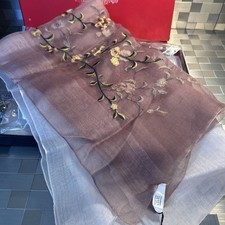 Story Of Shanghai Scarf Embroidered Flowers 72X 31 Inch New