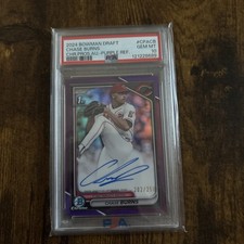 2024 Bowman Draft Chase Burns Chrome Auto Purple Refractor 1st #202/250 PSA 10 