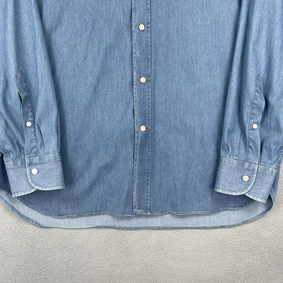 Ferrari Racing Denim Shirt Mens XXL Blue Card Button Up Classic Embroidered 90s￼ - Image 3 of 4