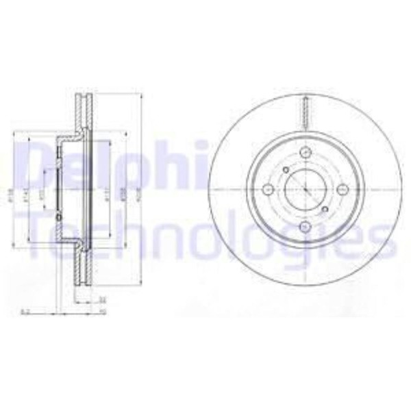 Delphi 2X Bremsscheibe Vorne Ø258 Mm BelüFtet FüR Toyota Yaris _P9_ 1.0 Vvt-I-image