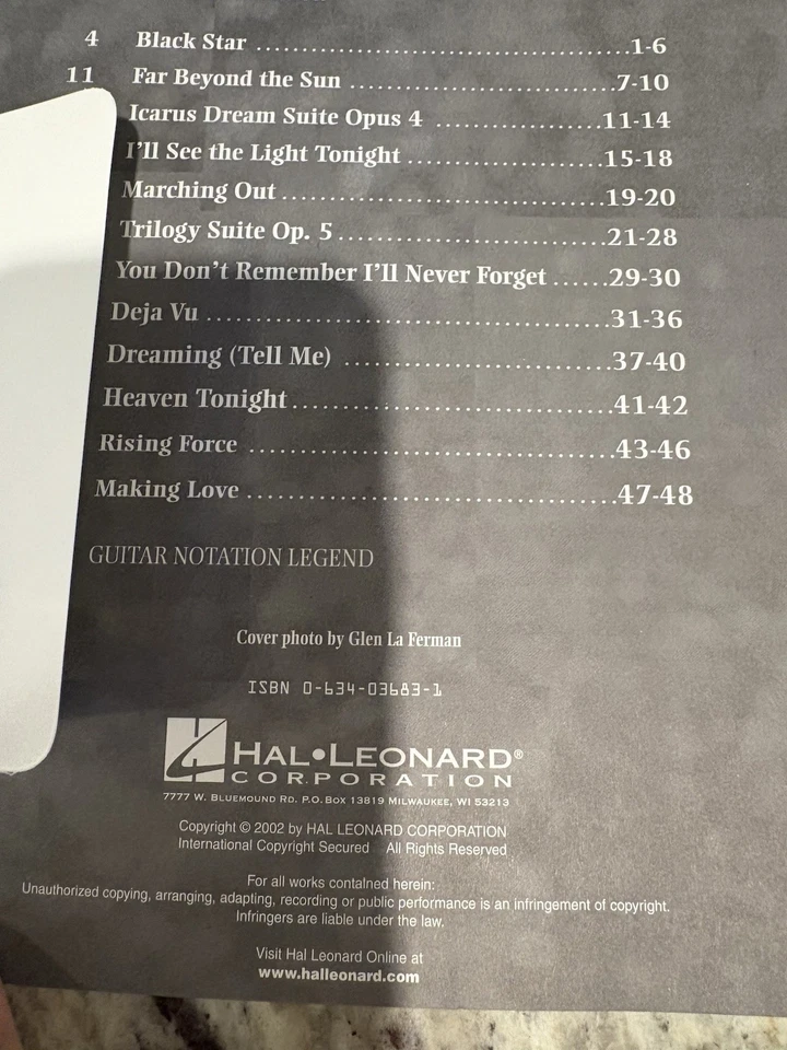 Libro de canciones CD Yngwie Malmsteen The Best Of Guitar Tab Transcriptions partituras Foto 4 de 4