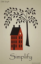 2 pc Joanie Stencil 11" T Willow Tree Saltbox House Prim Simplify Folk Art Sign