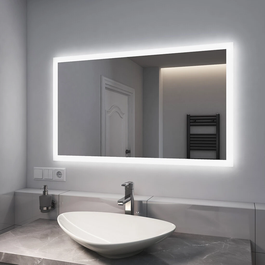 Badspiegel Mit LED Beleuchtung Wandspiegel Beschlagfrei 2 Lichtfarbe Spiegel