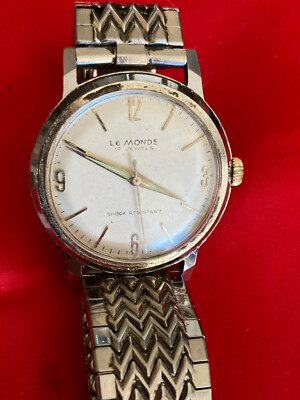 Vintage Men's Le Monde 17 Jewel Watch w/streched stainless still Band | eBay