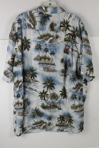 Croft and Barrow Hawaiian Shirt Short Sleeve Palm Trees Tiki Huts Size XLT - Bild 3 von 4