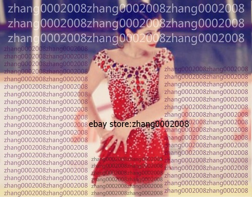 Ice skating dress.Red Competition Figure Skating Dress.Boton Twirling Costume - Picture 2 of 9