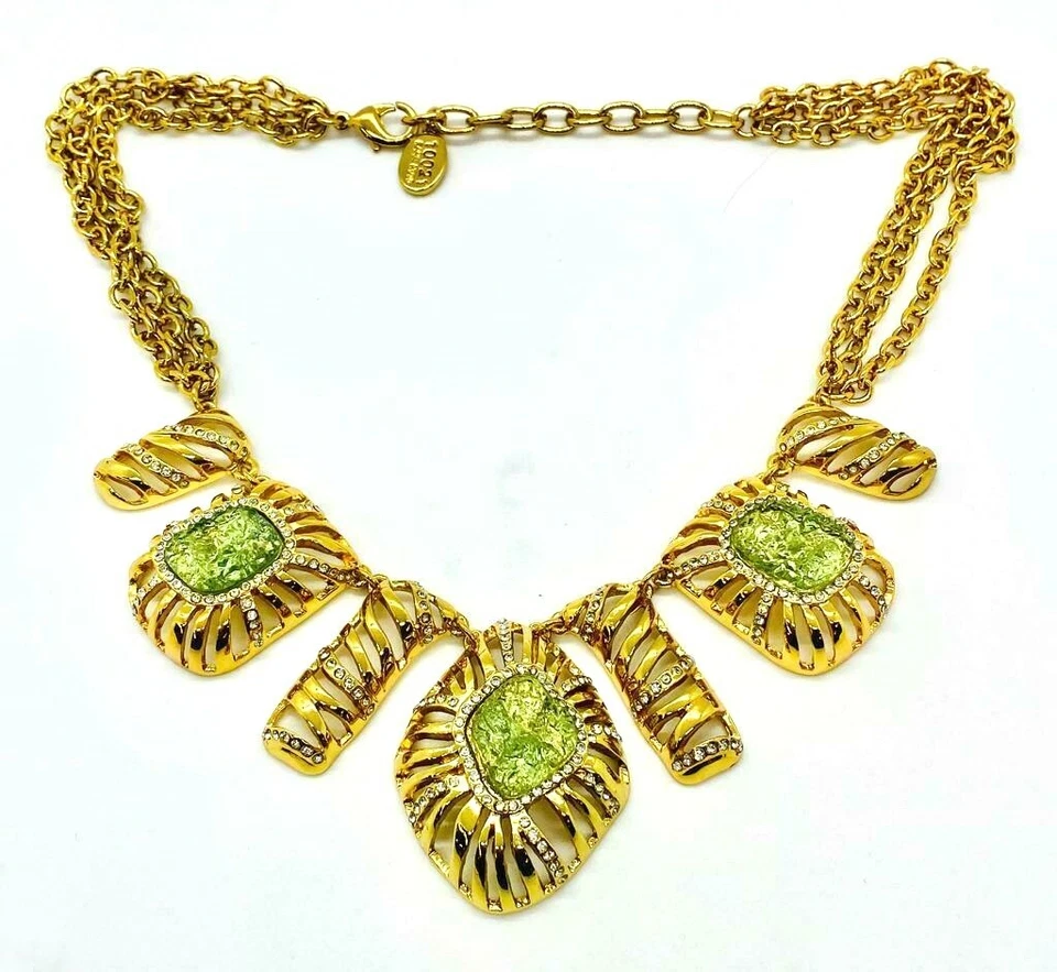 QVC Kara Ross Goldtone Simulated Greenish-blue Drusy Bib 16" Necklace - Image 4 of 4