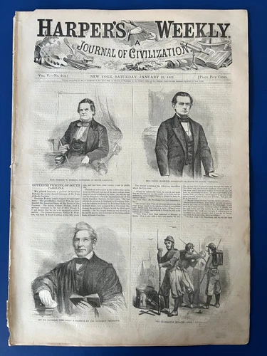 Harper's Weekly 1-19-1861 MAP of CHARLESTON Secession, HORSE WHISPERER, Warships