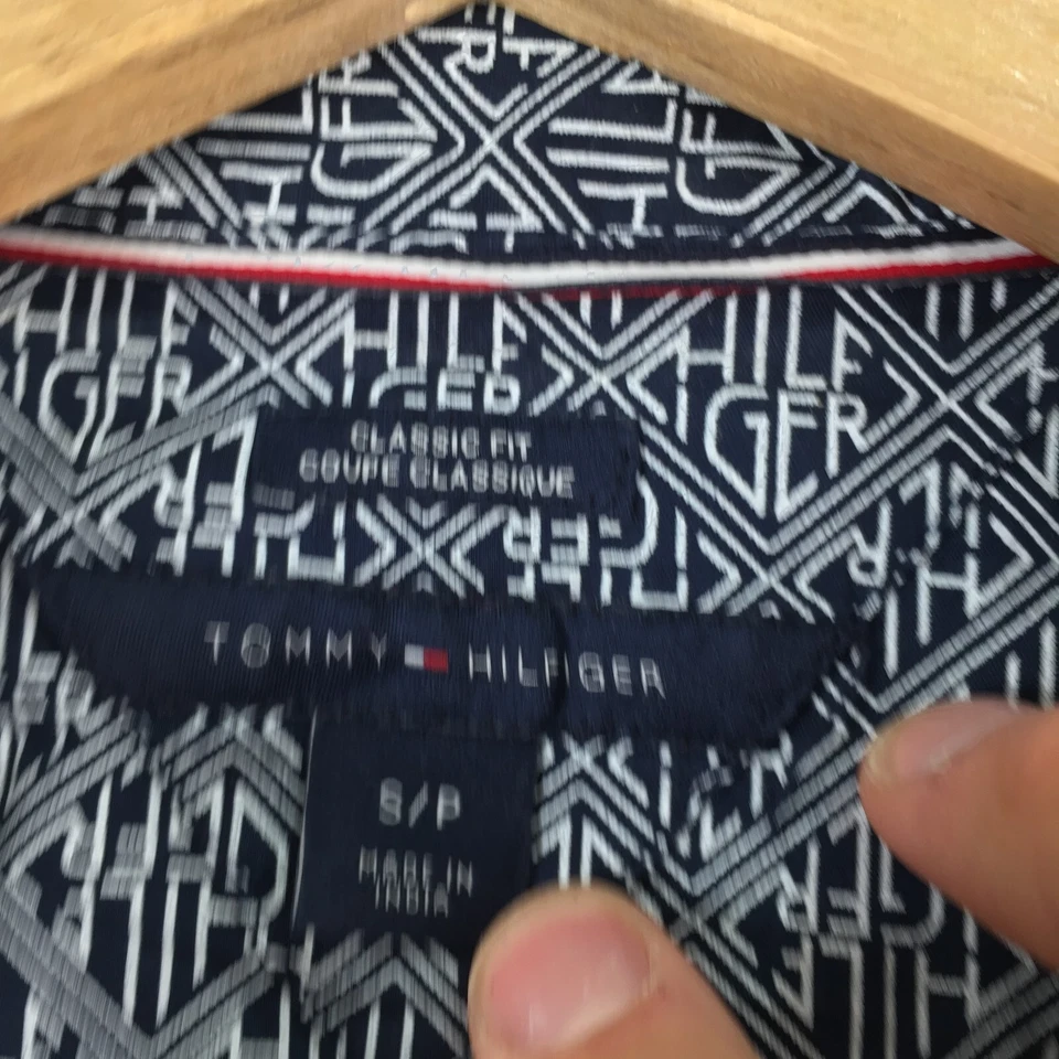 Tommy Hilfiger Mujer Camisa Abotonada Talla S Azul Marino Cuello Geométrico 078309 Foto 4 de 4