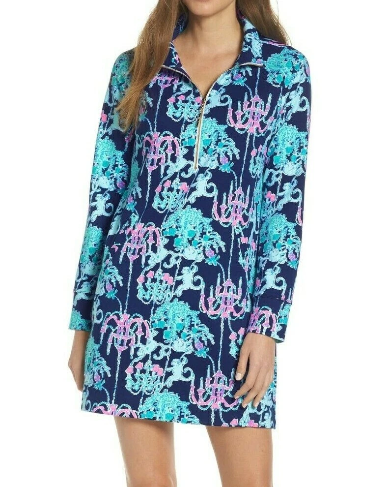 158 NWT LILLY PULITZER SzXS UPF 50 SKIPPER LONG SLEEVE STRETCH DRESS MONKEY