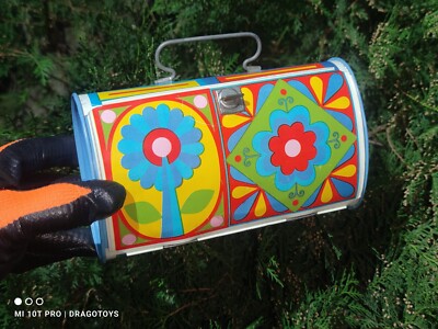 VINTAGE TOY LUNCHBOX CASE 60' TIN METAL LUGOJ MAI AGATEX METALOGLOBUS ROMANIA