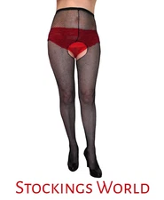 Black Fishnet Tights Open Crotch ONE SIZE NEW