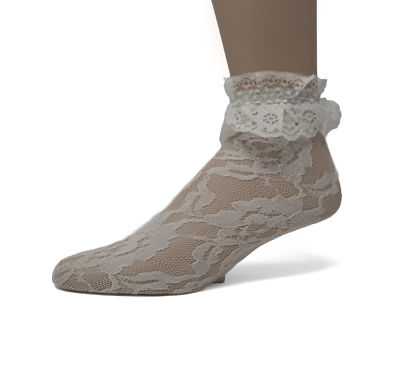 EMEM Apparel Women's Solid Colored Lace Anklet Socks Stockings with Ruffle