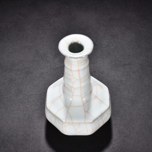 7.6" old antique song dynasty guan kiln porcelain white glaze eight square vase - Picture 2 of 9