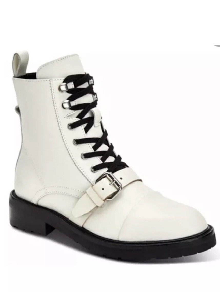 ALL SAINTS ‘Donita’ Ivory Leather Combat Ankle Boots Sz 40 US Women’s  or 10