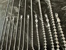 Real Solid 925 Sterling Silver Round Ball Beads Chain Necklace Made in Italy