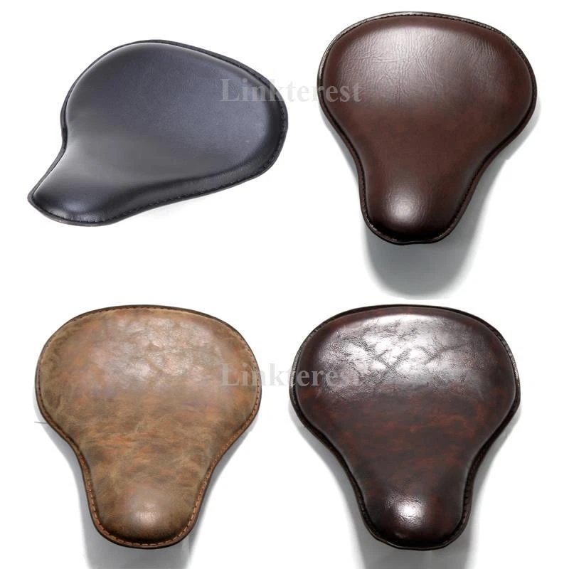 Almohadilla de asiento de conductor retro de cuero con resorte individual para motocicleta para Harley Sportster Dyna Foto 4 de 4