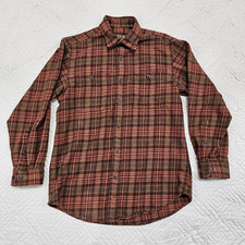 Orvis Shirt Mens M Plaid Long Sleeve Button Up Heavy Weight Perfect Flannel