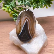 Natural Black Banded Agate Oval Smooth Cabochon Loose Gemstone Making Jewelry