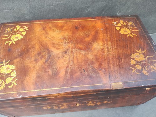 RARE ANTIQUE FRENCH REGENCY TEA CADDY WITH BURLWOOD AND INLAY EARLY 19TH C - Picture 4 of 17