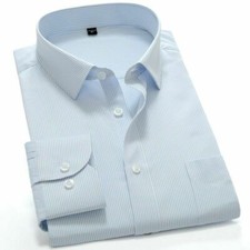 Luxury Men's Dress Shirts Long Sleeve French Cuff Business Casual Striped Shirt