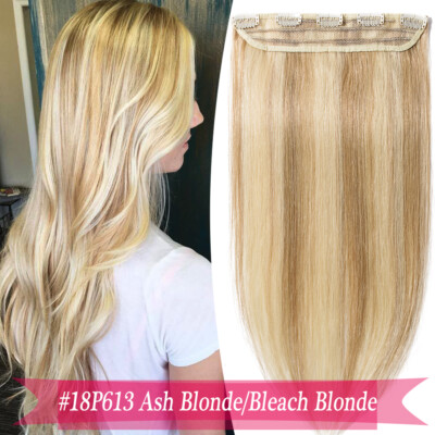 Thick 100% Real Remy Human Hair Extensions One Piece Clip In 3/4 Full Head Weft