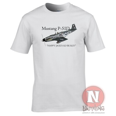 T-shirt P-51 Mustang – Avion De Chasse Américain WWII, Coton Léger, Coupe Classique, Cadeau Passionné Aviation