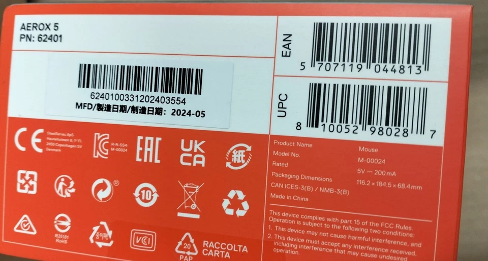 SteelSeries Aerox 5 Mouse ergonomic right-handed optical 9 buttons 62401 - Image 3 of 3