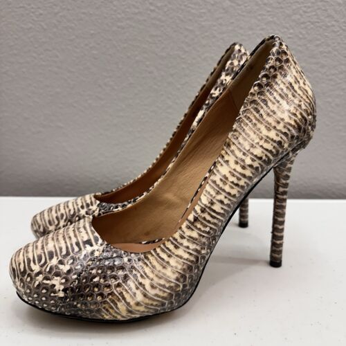 L.A.M.B Heels size 9.5 Snakeskin Platform Leather Pump Neutral Heels Shoes